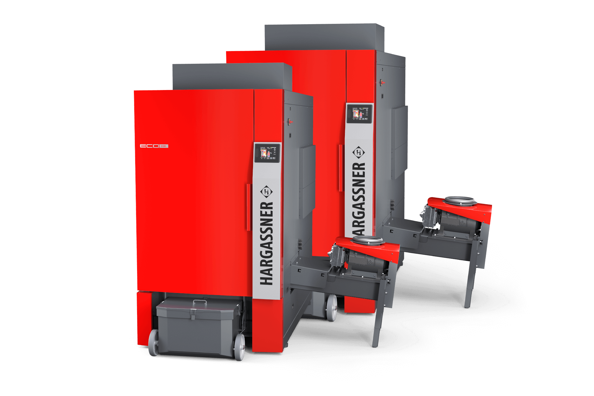 Wood chip boiler Eco-HK Cascades up to 2 MW in Hargassner red