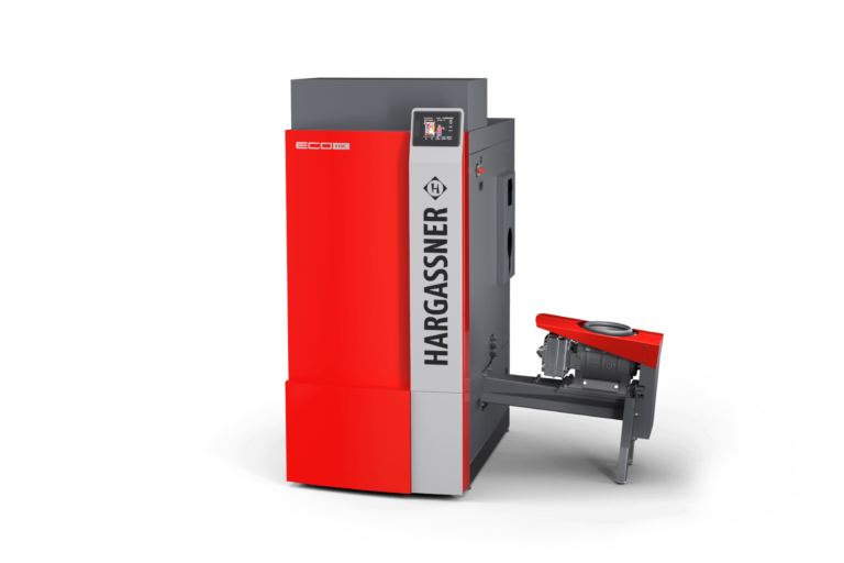 Wood chip boiler Eco-HK 70–120 kW in Hargassner red